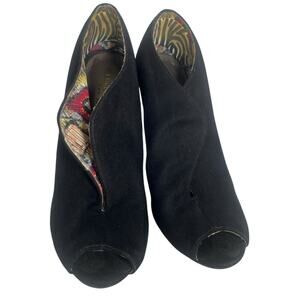 Christian Soriano for Payless Black Faux Suede Peeptoe Shootie Size 5 1/2